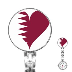 Heart Love Flag Qatar Stainless Steel Nurses Watch