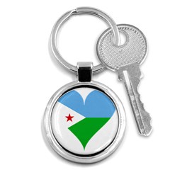 Heart Love Flag Djibouti Star Key Chains (round)  by Celenk