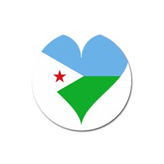 Heart Love Flag Djibouti Star Magnet 3  (round) by Celenk