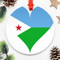 Heart Love Flag Djibouti Star Round Ornament (two Sides) by Celenk