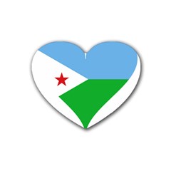 Heart Love Flag Djibouti Star Rubber Coaster (heart)  by Celenk