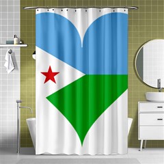 Heart Love Flag Djibouti Star Shower Curtain 48  X 72  (small)  by Celenk