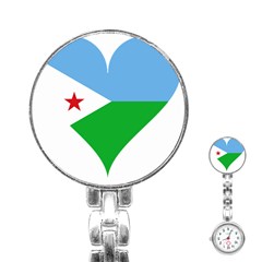 Heart Love Flag Djibouti Star Stainless Steel Nurses Watch by Celenk