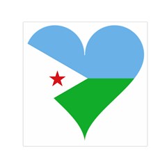 Heart Love Flag Djibouti Star Small Satin Scarf (square) by Celenk