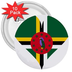 Heart Love Flag Antilles Island 3  Buttons (10 Pack)  by Celenk