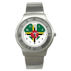 Heart Love Flag Antilles Island Stainless Steel Watch by Celenk