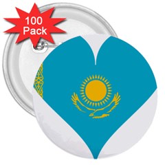 Heart Love Flag Sun Sky Blue 3  Buttons (100 Pack)  by Celenk