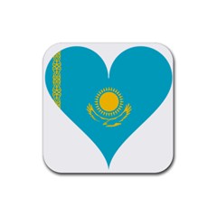 Heart Love Flag Sun Sky Blue Rubber Coaster (square)  by Celenk