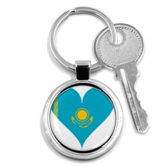 Heart Love Flag Sun Sky Blue Key Chains (round)  by Celenk