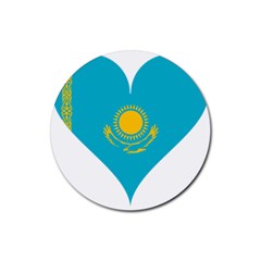 Heart Love Flag Sun Sky Blue Rubber Coaster (round)  by Celenk