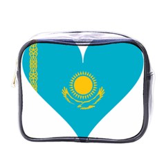 Heart Love Flag Sun Sky Blue Mini Toiletries Bags by Celenk