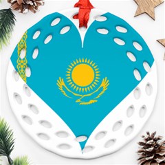 Heart Love Flag Sun Sky Blue Ornament (round Filigree) by Celenk