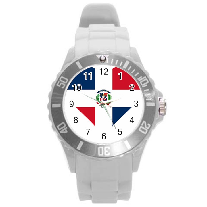 Heart Love Dominican Republic Round Plastic Sport Watch (L)