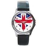 Heart Love Heart Shaped Flag Round Metal Watch Front