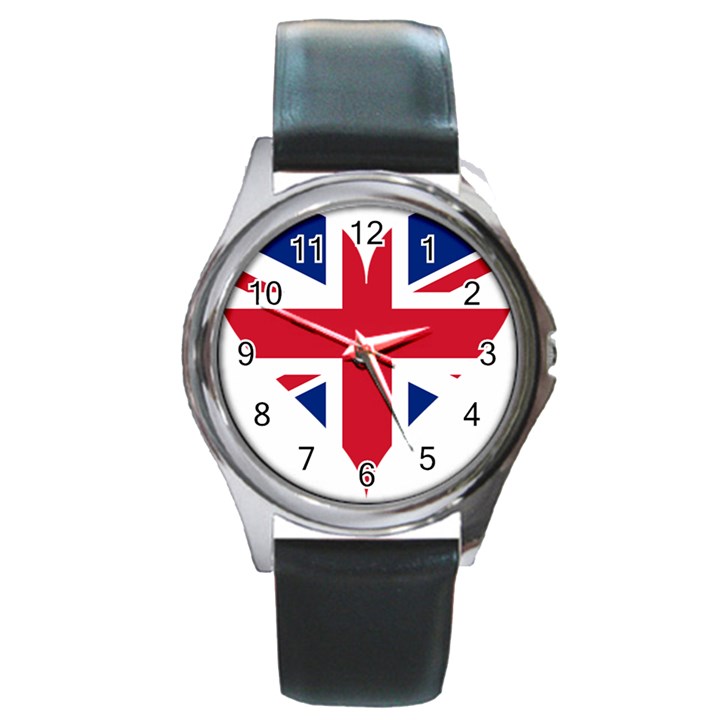 Heart Love Heart Shaped Flag Round Metal Watch