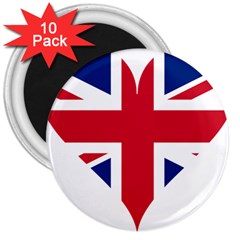 Heart Love Heart Shaped Flag 3  Magnets (10 Pack)  by Celenk