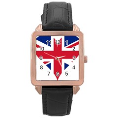 Heart Love Heart Shaped Flag Rose Gold Leather Watch  by Celenk