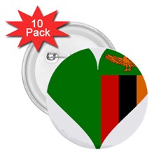 Heart Love Heart Shaped Zambia 2 25  Buttons (10 Pack)  by Celenk