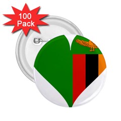 Heart Love Heart Shaped Zambia 2 25  Buttons (100 Pack)  by Celenk