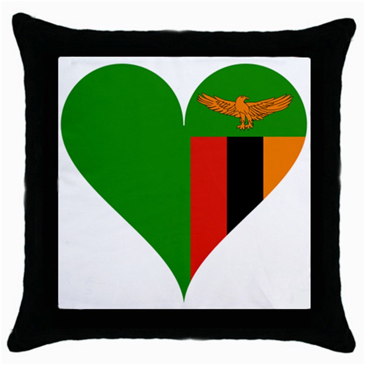 Heart Love Heart Shaped Zambia Throw Pillow Case (Black)