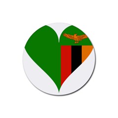 Heart Love Heart Shaped Zambia Rubber Round Coaster (4 Pack)  by Celenk