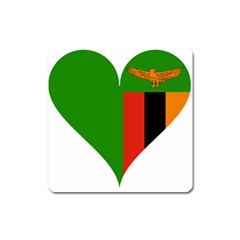 Heart Love Heart Shaped Zambia Square Magnet by Celenk