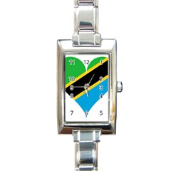 Heart Love Tanzania East Africa Rectangle Italian Charm Watch by Celenk