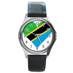 Heart Love Tanzania East Africa Round Metal Watch by Celenk