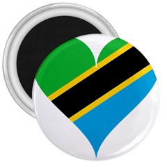 Heart Love Tanzania East Africa 3  Magnets by Celenk