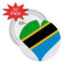 Heart Love Tanzania East Africa 2 25  Buttons (10 Pack)  by Celenk