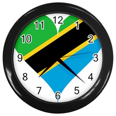 Heart Love Tanzania East Africa Wall Clocks (black) by Celenk