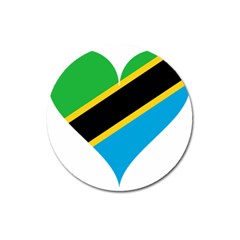 Heart Love Tanzania East Africa Magnet 3  (round) by Celenk