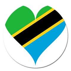 Heart Love Tanzania East Africa Magnet 5  (round) by Celenk