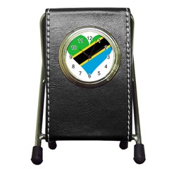 Heart Love Tanzania East Africa Pen Holder Desk Clocks by Celenk