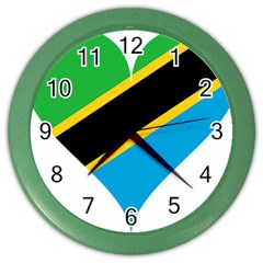 Heart Love Tanzania East Africa Color Wall Clocks by Celenk