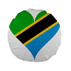 Heart Love Tanzania East Africa Standard 15  Premium Flano Round Cushions by Celenk