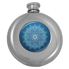 Mandala Floral Ornament Pattern Round Hip Flask (5 Oz) by Celenk