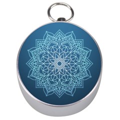 Mandala Floral Ornament Pattern Silver Compasses by Celenk