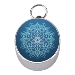 Mandala Floral Ornament Pattern Mini Silver Compasses by Celenk