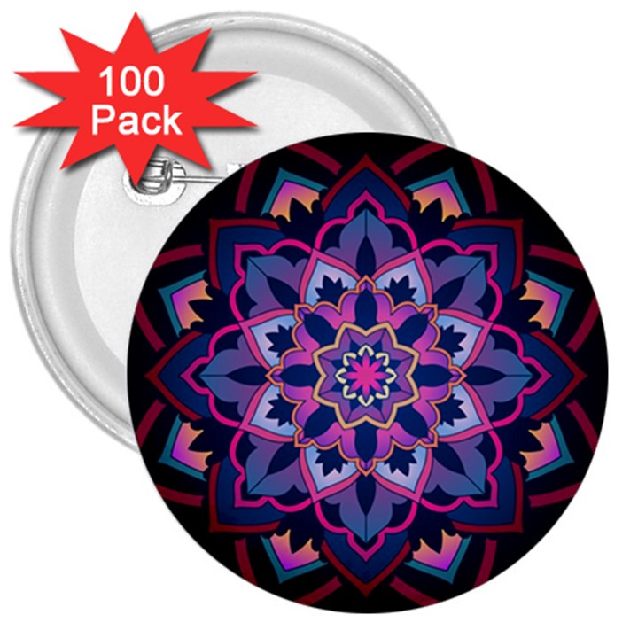 Mandala Circular Pattern 3  Buttons (100 pack) 