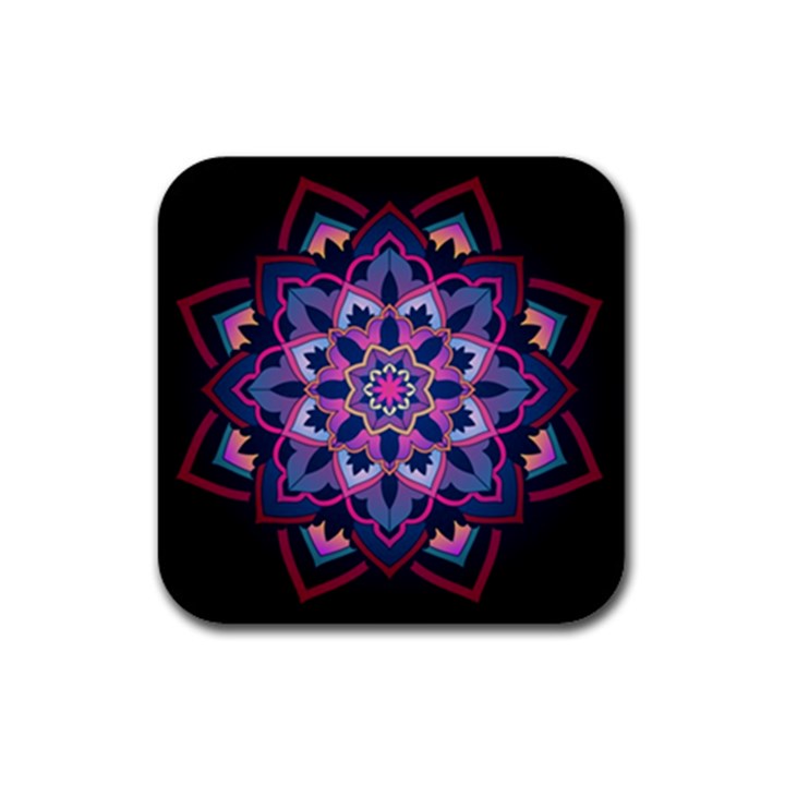 Mandala Circular Pattern Rubber Square Coaster (4 pack) 