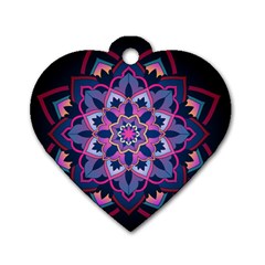 Mandala Circular Pattern Dog Tag Heart (one Side)