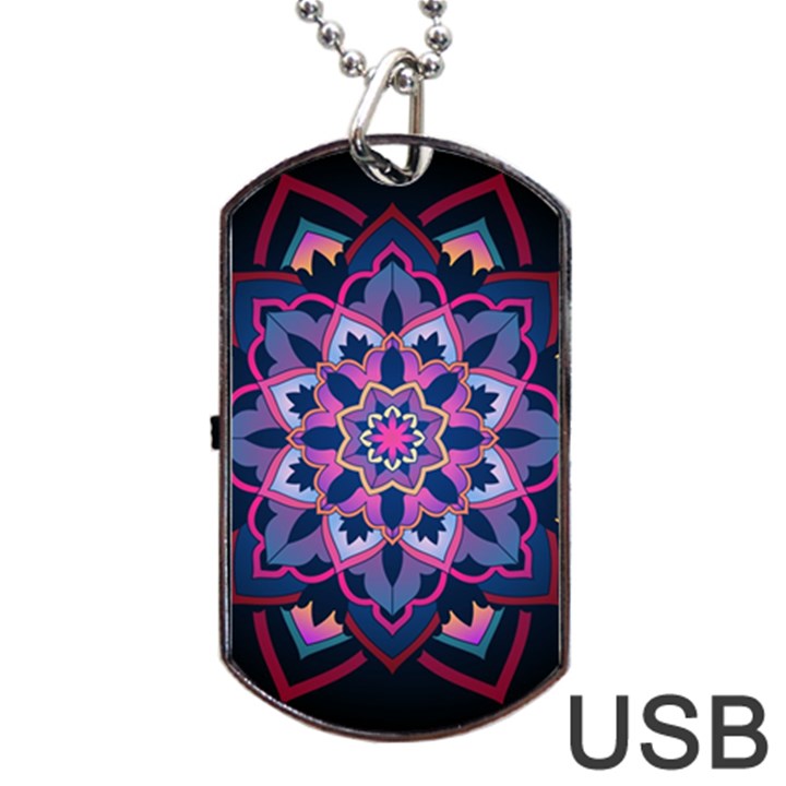 Mandala Circular Pattern Dog Tag USB Flash (Two Sides)