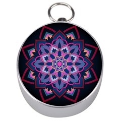 Mandala Circular Pattern Silver Compasses by Celenk