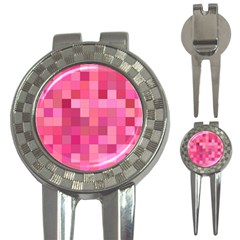 Pink Square Background Color Mosaic 3-in-1 Golf Divots by Celenk