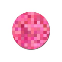 Pink Square Background Color Mosaic Magnet 3  (round) by Celenk