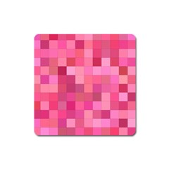 Pink Square Background Color Mosaic Square Magnet by Celenk