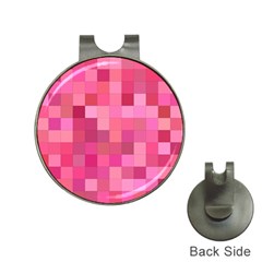 Pink Square Background Color Mosaic Hat Clips With Golf Markers by Celenk