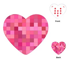 Pink Square Background Color Mosaic Playing Cards (heart)  by Celenk