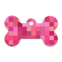 Pink Square Background Color Mosaic Dog Tag Bone (one Side) by Celenk